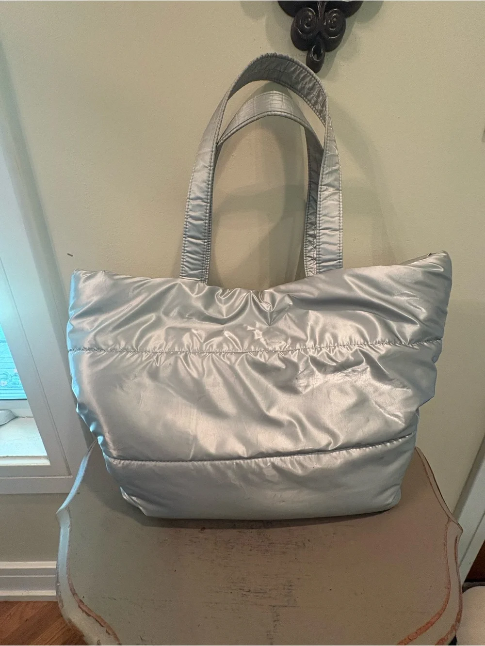 GAP Silver Puffer Tote Bag